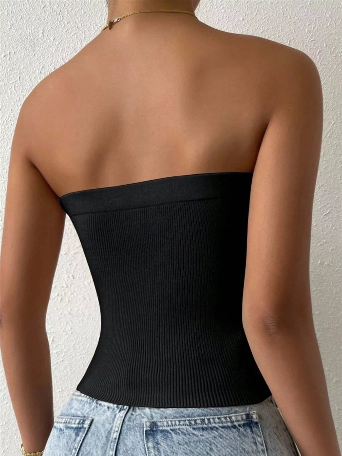Twist-Front Ribbed Knit Tube - Godess beauty  #