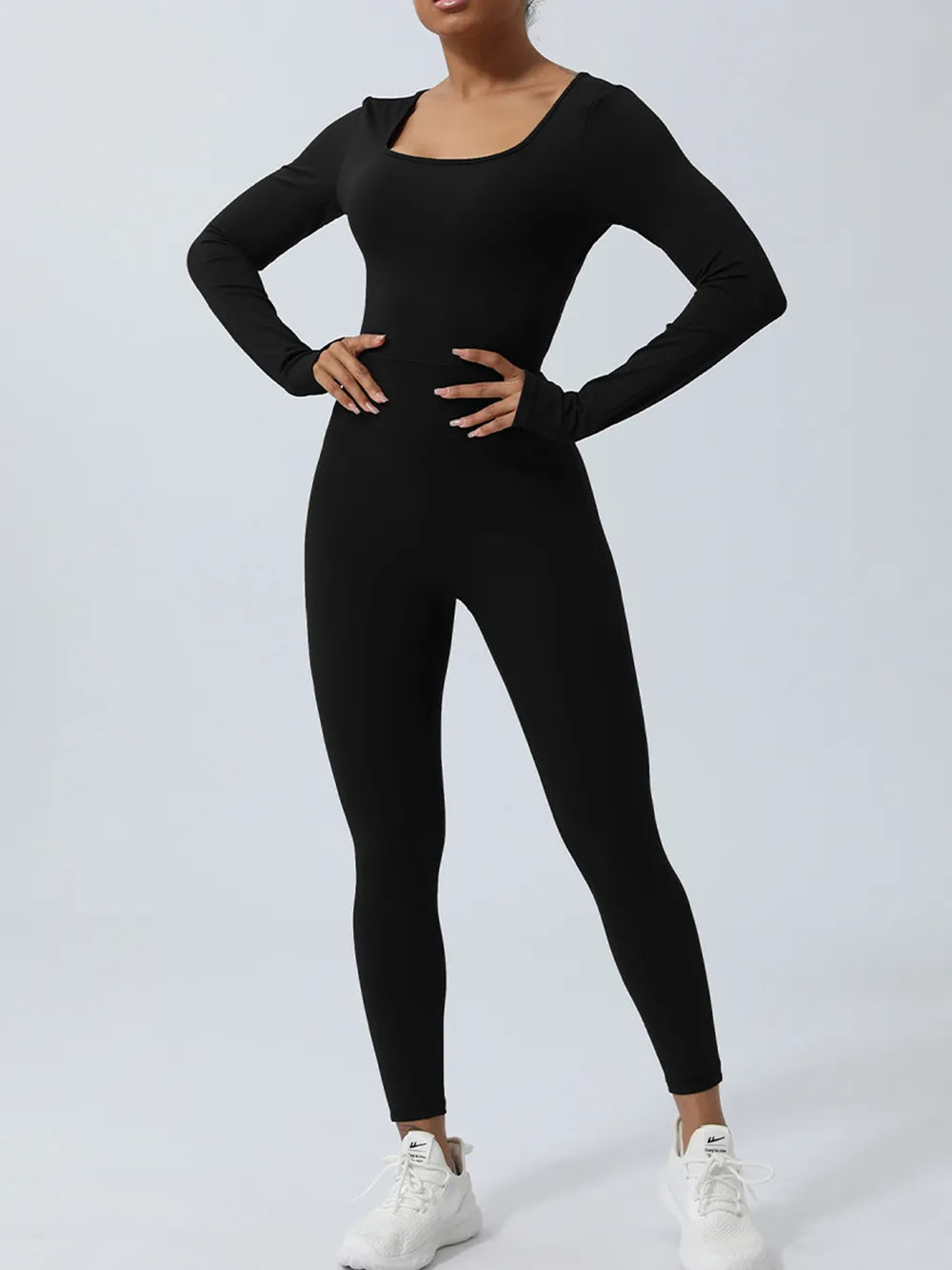Twisted Backless Long Sleeve Jumpsuit - Godess beauty  #