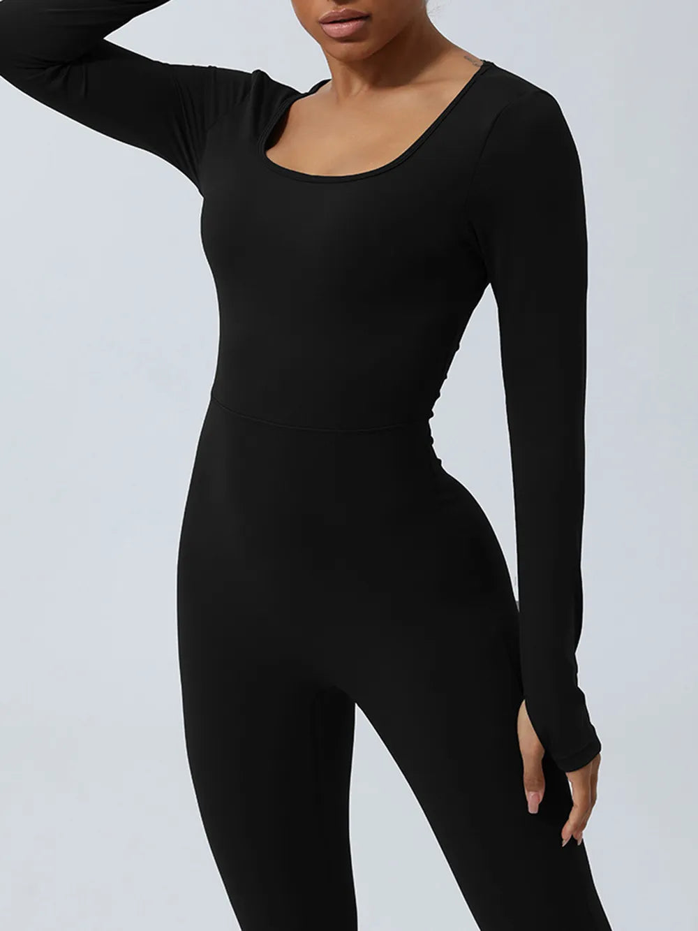 Twisted Backless Long Sleeve Jumpsuit - Godess beauty  #
