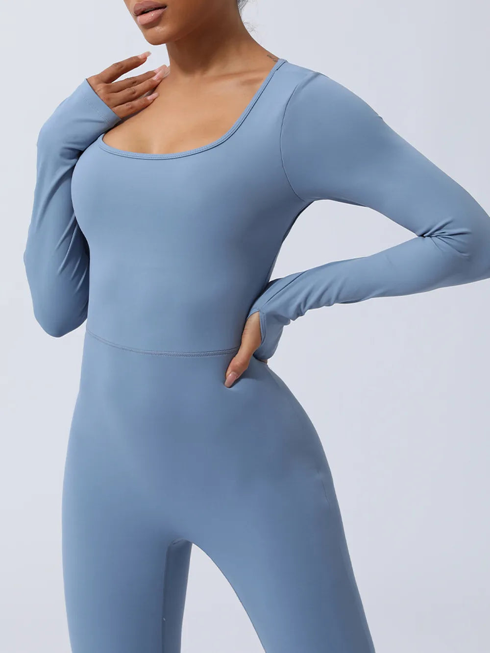 Twisted Backless Long Sleeve Jumpsuit - Godess beauty  #