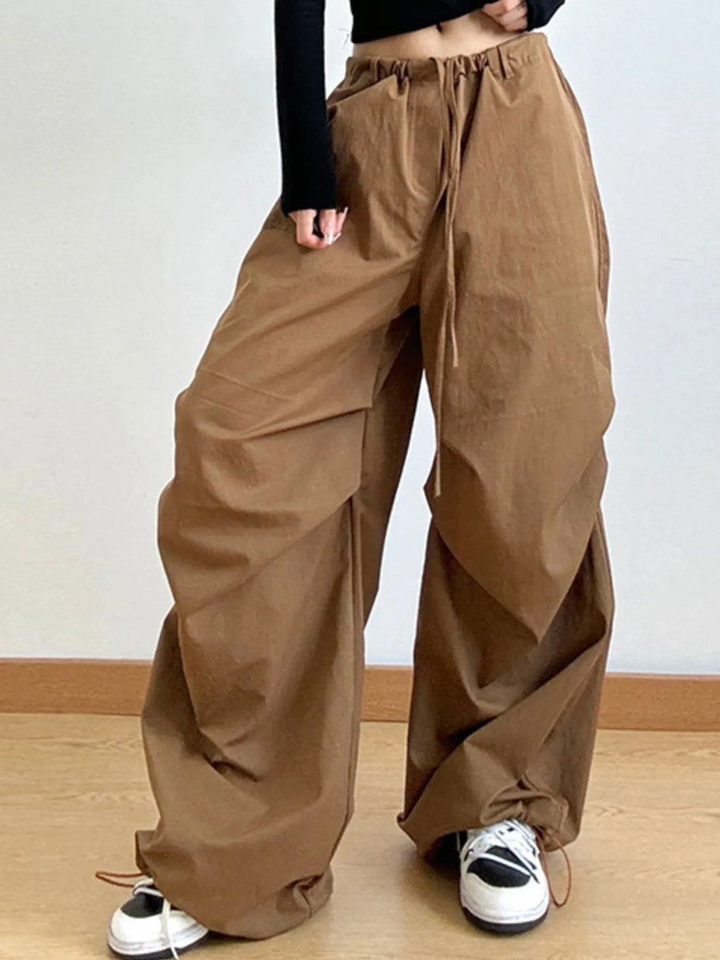 Wide Leg Casual Drawstring Pants - Godess Beauty  #