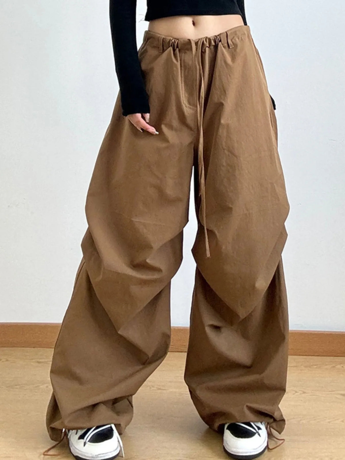 Wide Leg Casual Drawstring Pants - Godess Beauty  #