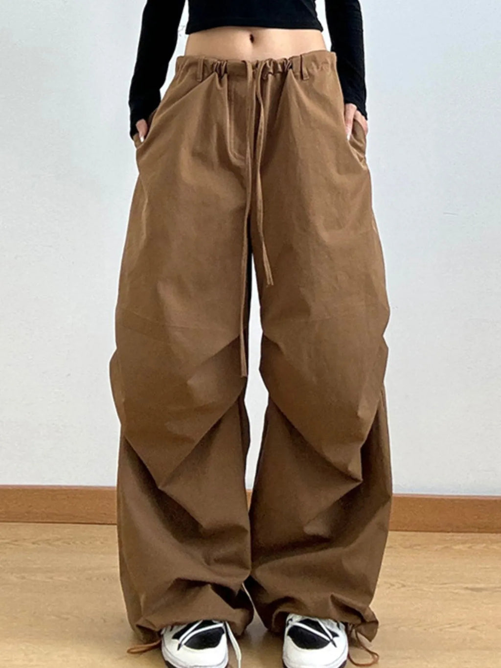 Wide Leg Casual Drawstring Pants - Godess Beauty  #