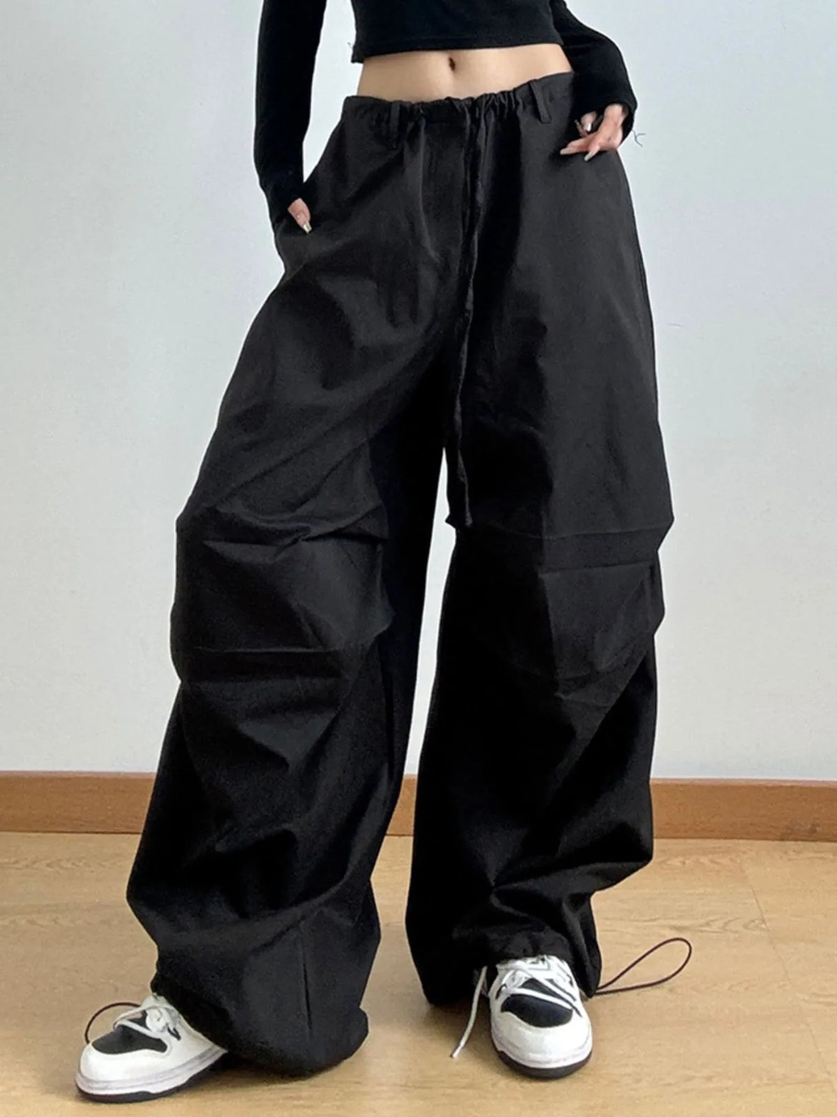 Wide Leg Casual Drawstring Pants - Godess Beauty  #
