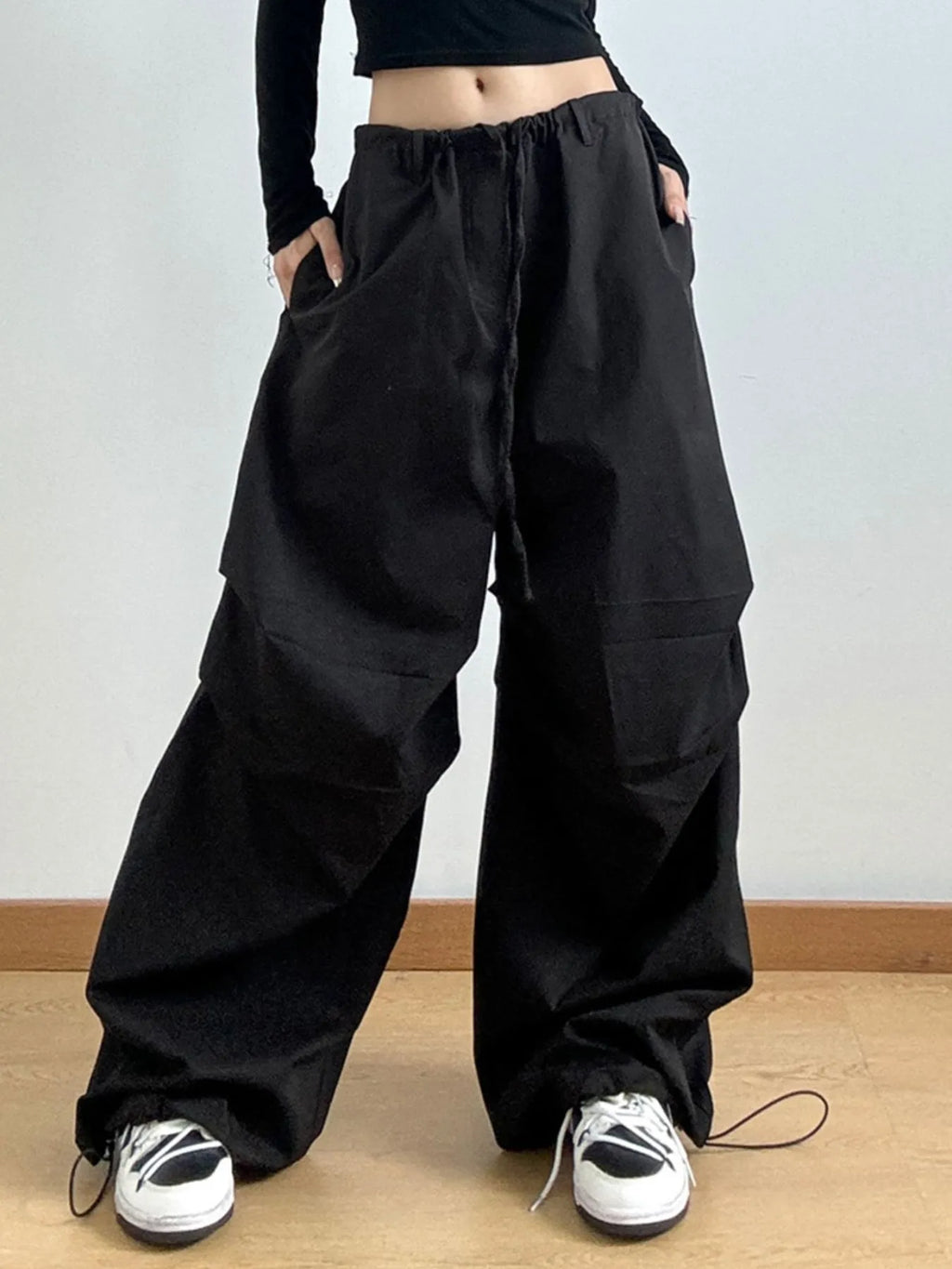 Wide Leg Casual Drawstring Pants - Godess Beauty  #