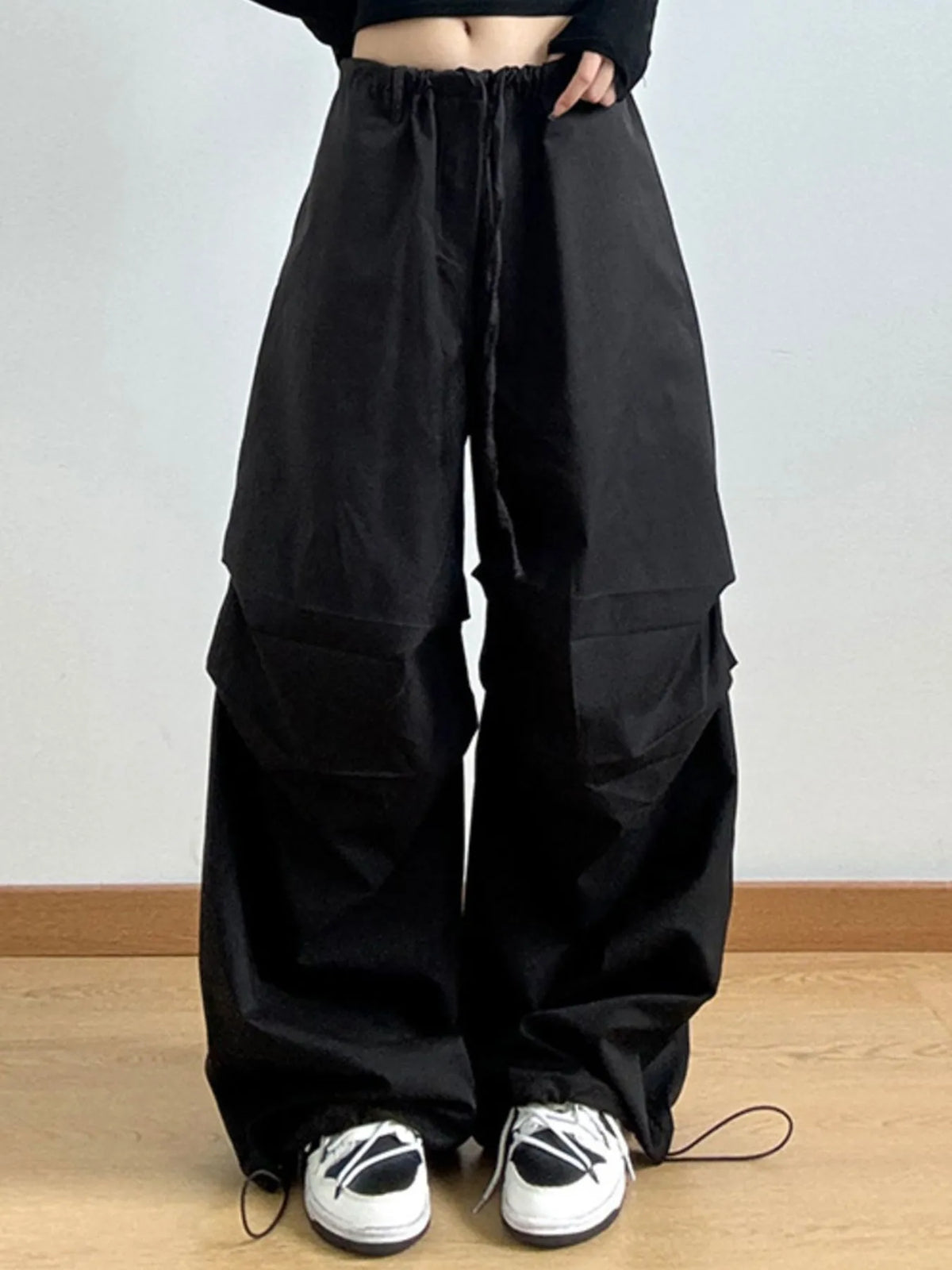 Wide Leg Casual Drawstring Pants - Godess Beauty  #