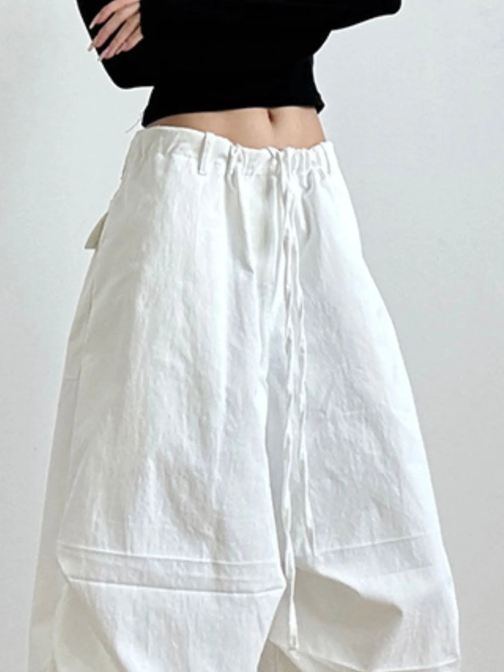 Wide Leg Casual Drawstring Pants - Godess Beauty  #