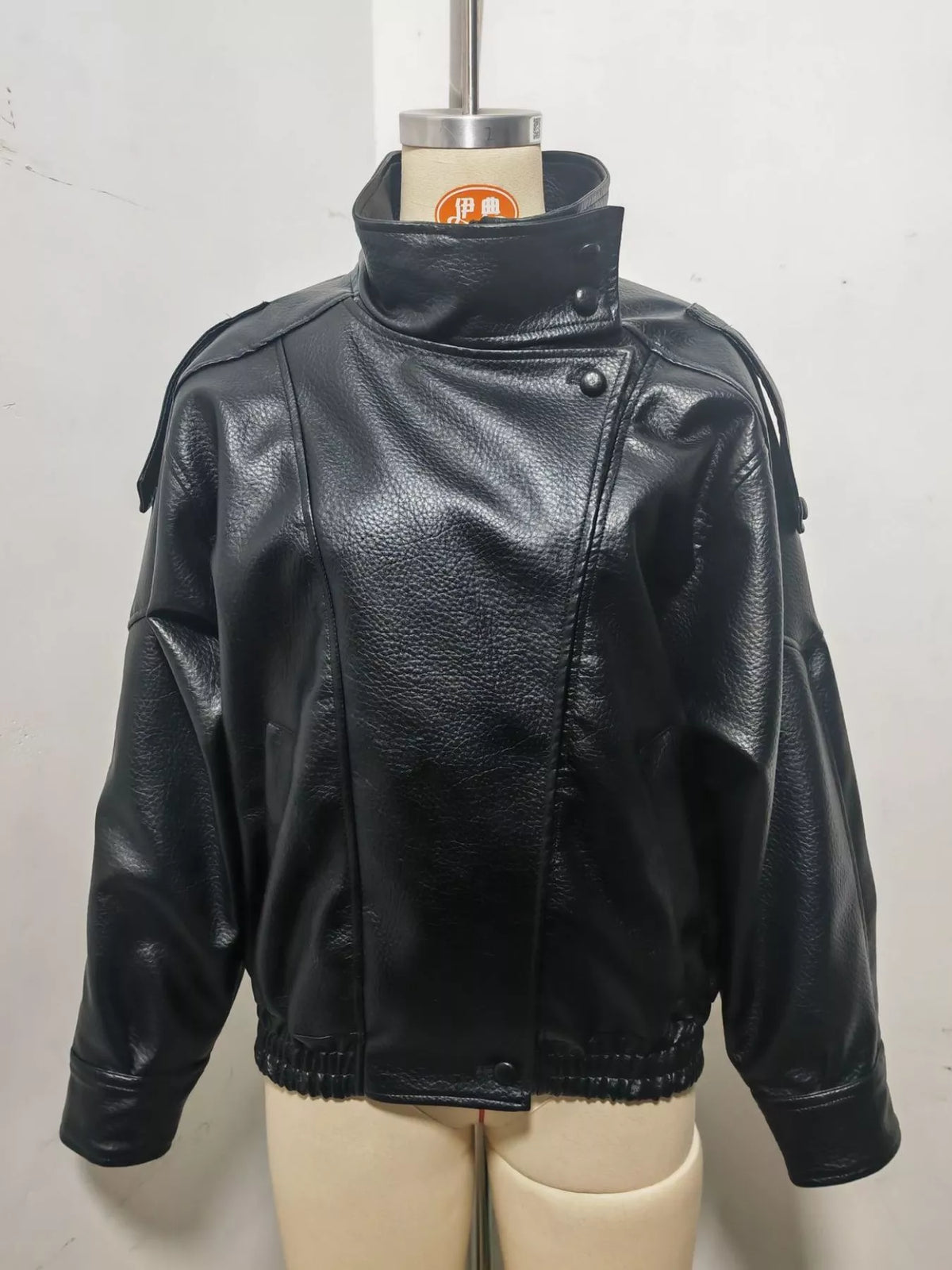 Zip-Up Faux Leather Moto Jacket - Godess Beauty  #