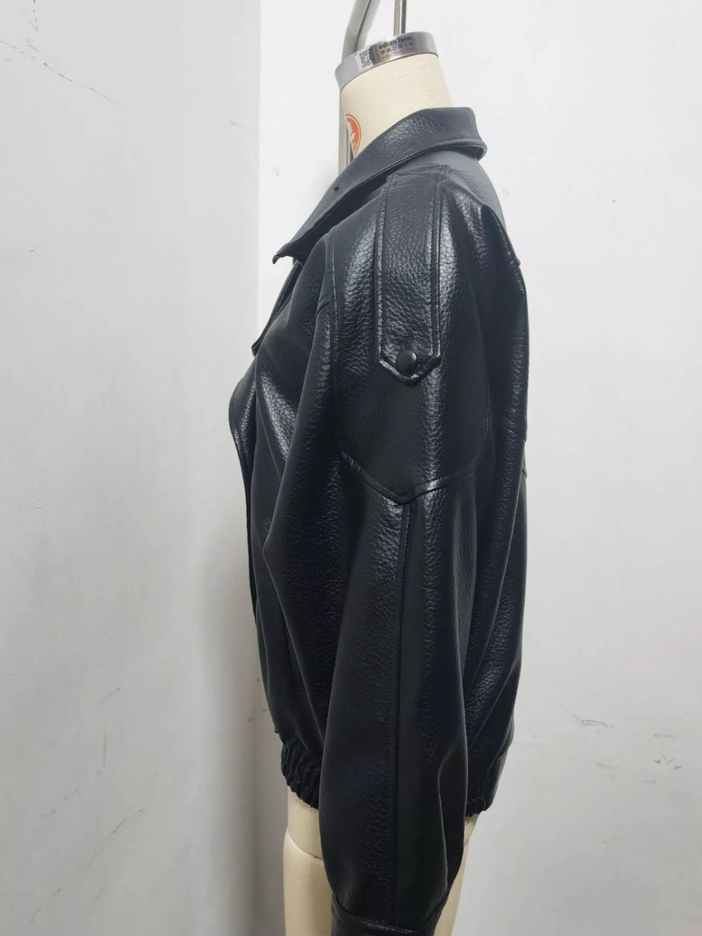 Zip-Up Faux Leather Moto Jacket - Godess Beauty  #