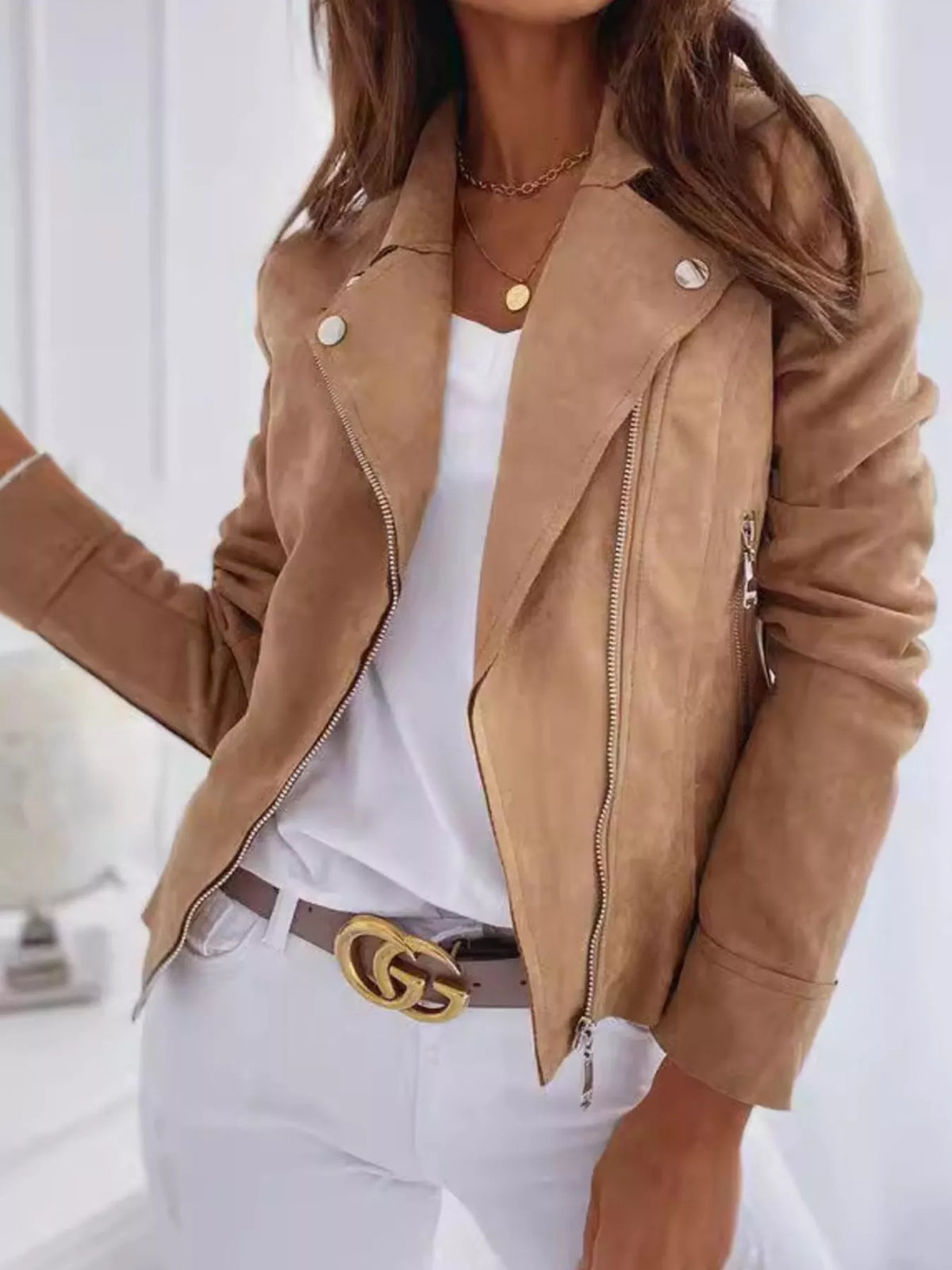 Zip Up Long Sleeve Jacket - Godess Beauty  #