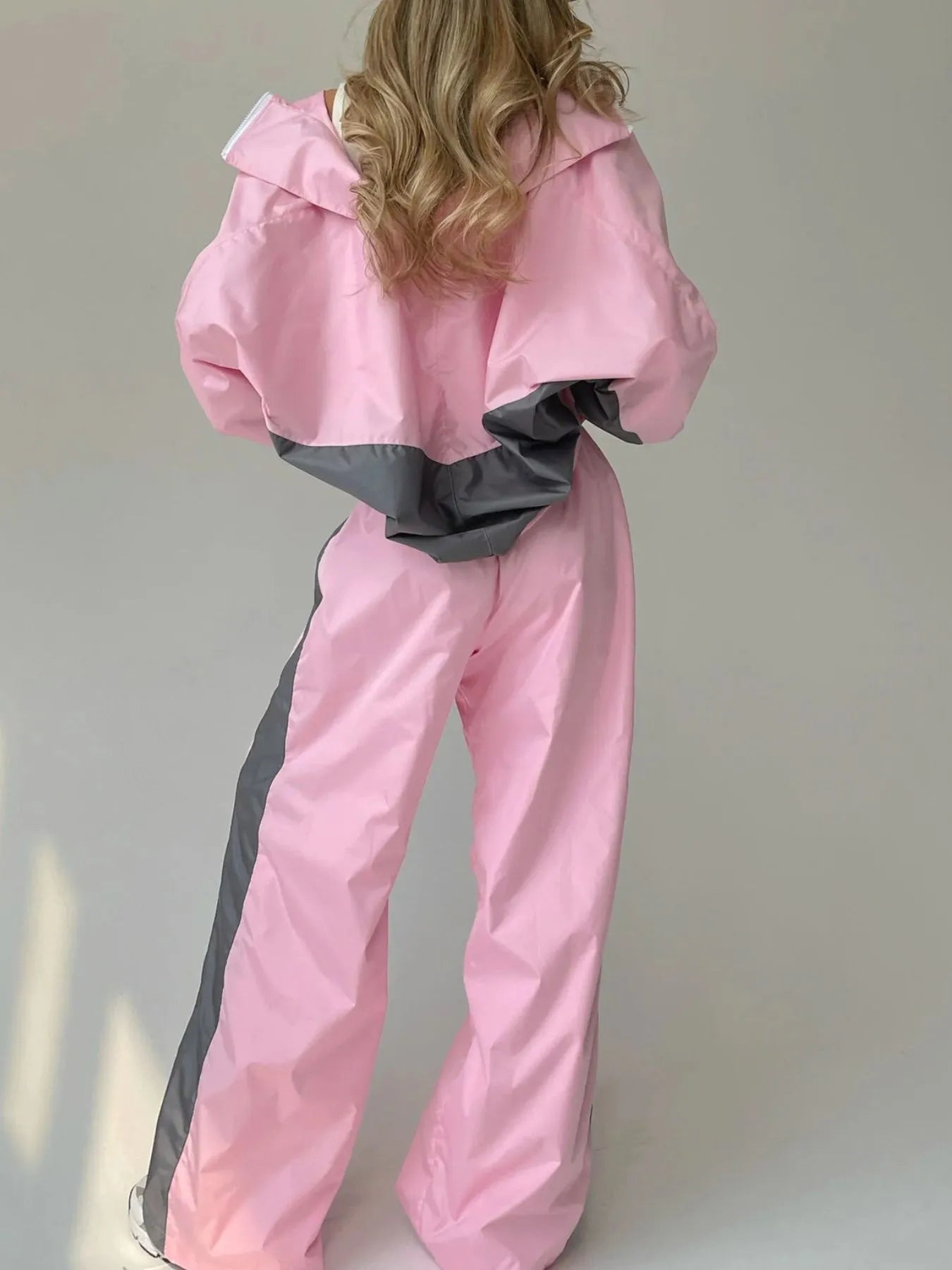 Zip Up Long Sleeve Top and Pants Set - Godess beauty  #