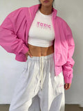 Zip Up Oversized Bomber Jacket - Godess Beauty  #