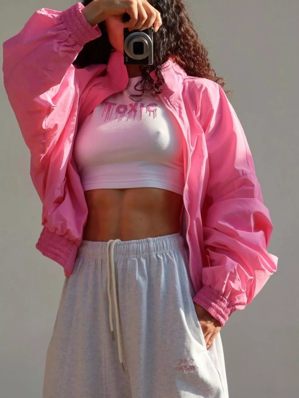 Zip Up Oversized Bomber Jacket - Godess Beauty  #