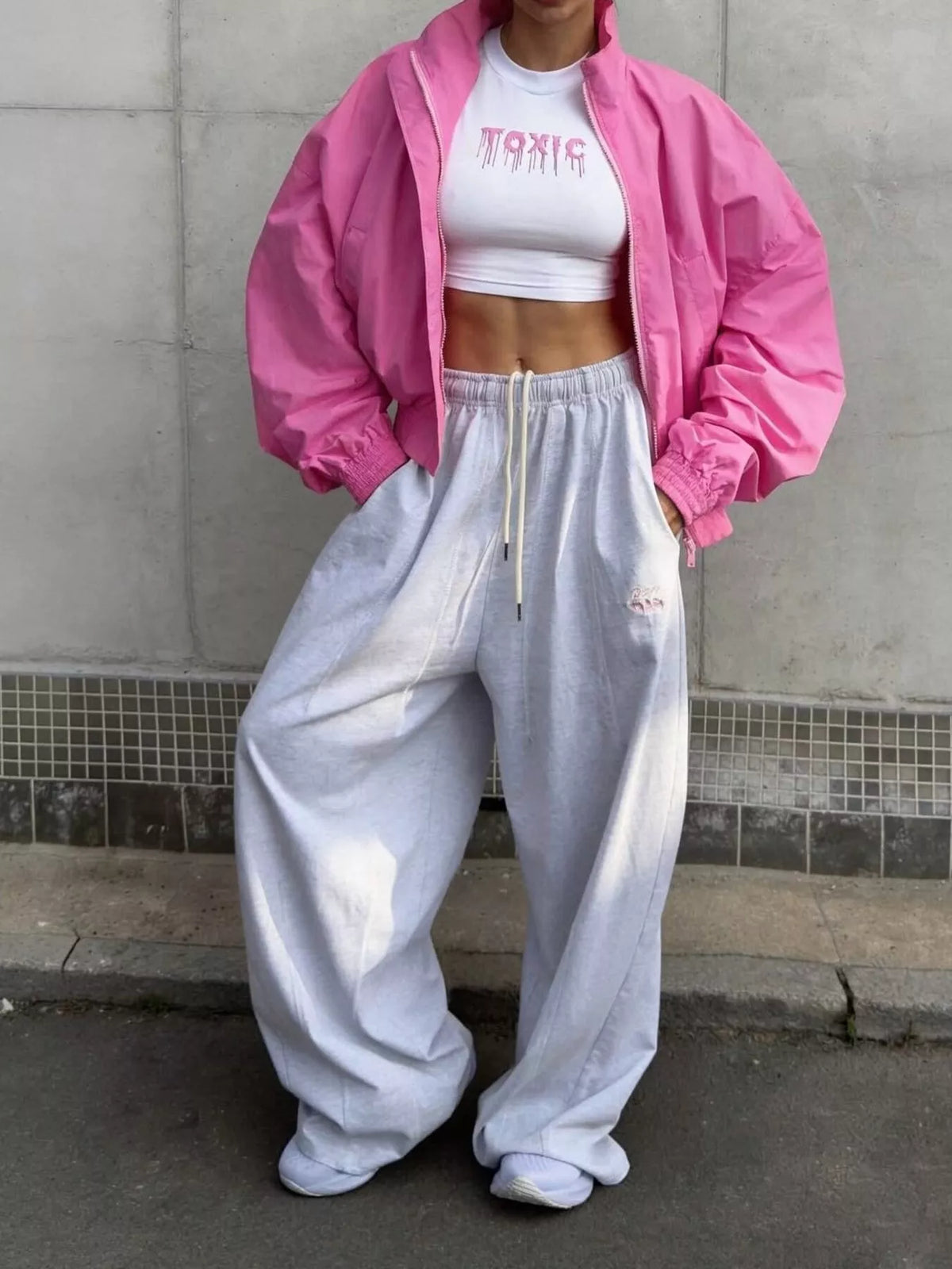 Zip Up Oversized Bomber Jacket - Godess Beauty  #