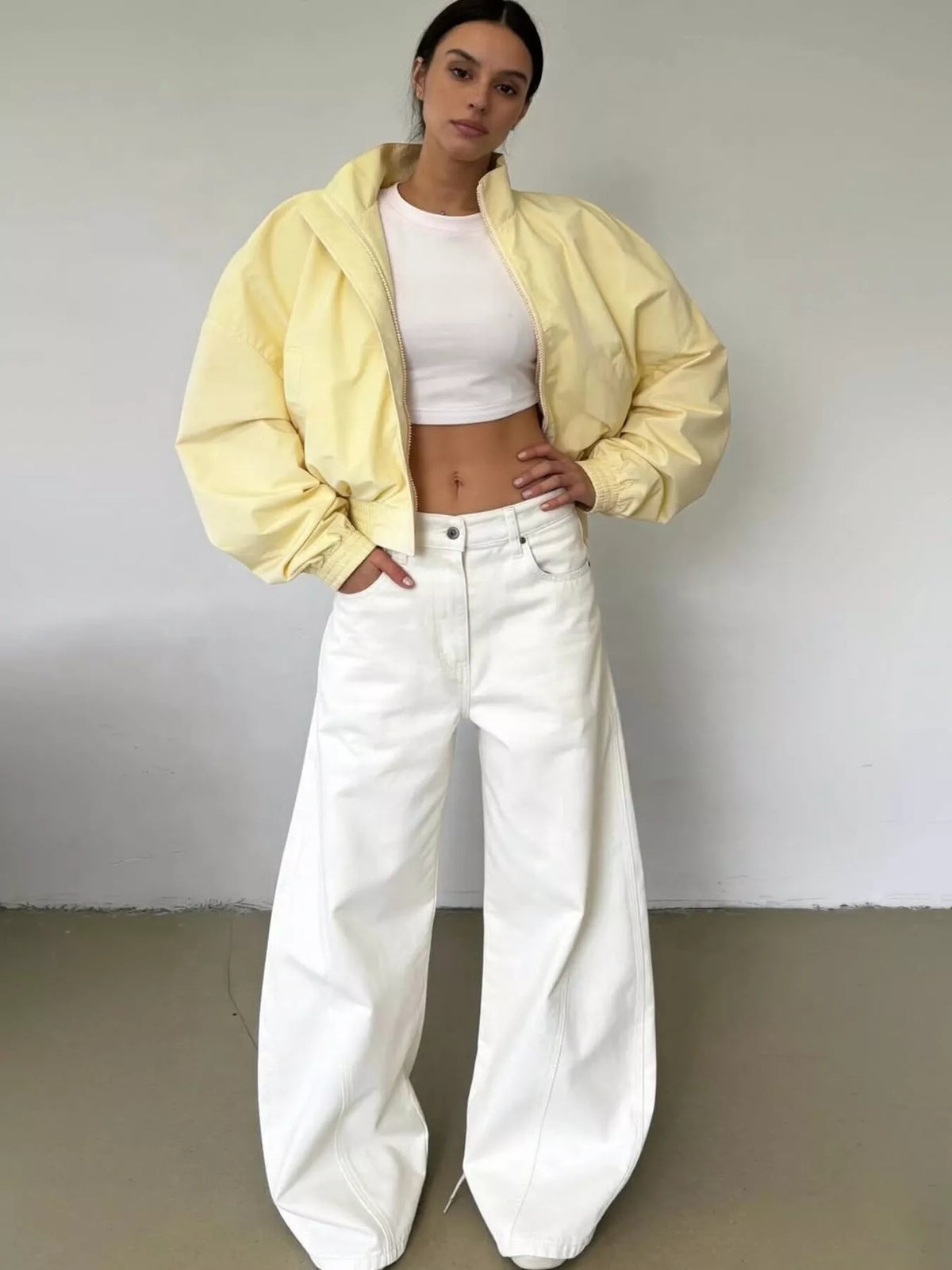 Zip Up Oversized Bomber Jacket - Godess Beauty  #